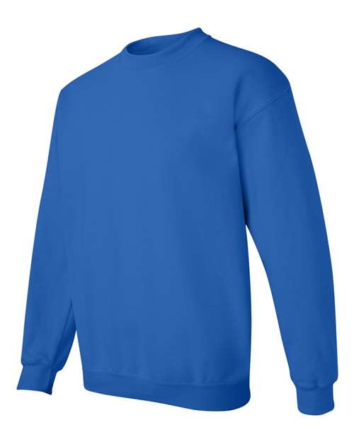 Gildan 18000 Heavy Blend crewneck sweatshirt in Royal, angled front view.