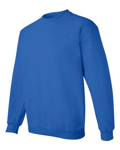 Gildan 18000 Heavy Blend crewneck sweatshirt in Royal, angled front view.
