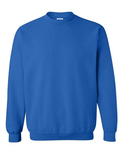 Gildan 18000 Heavy Blend crewneck sweatshirt in Royal, front view showing the crew neckline, long sleeves and ribbed hem.