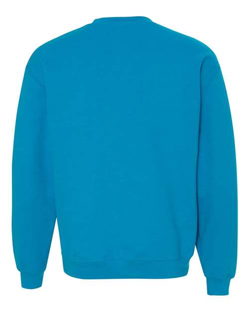 Gildan 18000 Heavy Blend crewneck sweatshirt in Sapphire, back view.