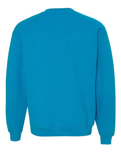 Gildan 18000 Heavy Blend crewneck sweatshirt in Sapphire, back view.