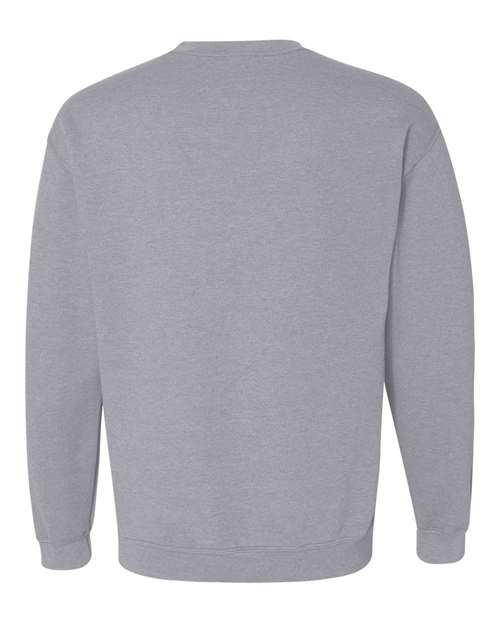 Gildan 18000 Heavy Blend crewneck sweatshirt in Sport Grey, back view.