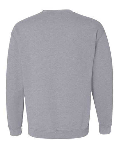 Gildan 18000 Heavy Blend crewneck sweatshirt in Sport Grey, back view.