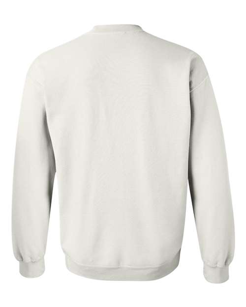 Gildan 18000 Heavy Blend crewneck sweatshirt in White, back view.