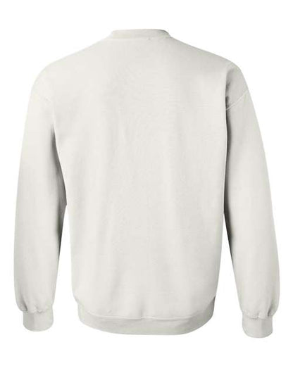 Gildan 18000 Heavy Blend crewneck sweatshirt in White, back view.