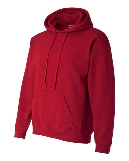 Gildan 18500 Heavy Blend pullover hoodie in Antique Cherry Red, angled front view.