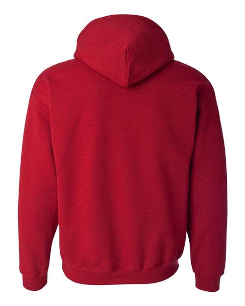 Gildan 18500 Heavy Blend pullover hoodie in Antique Cherry Red, back view.