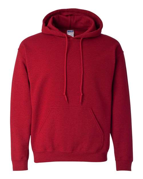 Gildan 18500 Heavy Blend pullover hoodie in Antique Cherry Red, front view.