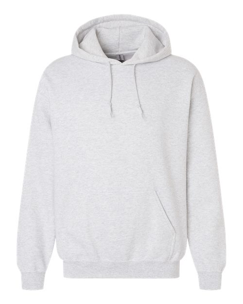 Gildan 18500 Heavy Blend pullover hoodie in Ash, front view.