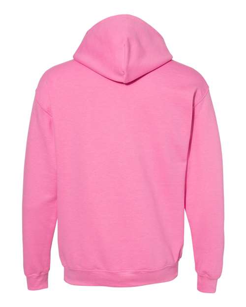 Gildan 18500 Heavy Blend pullover hoodie in Azalea, back view.