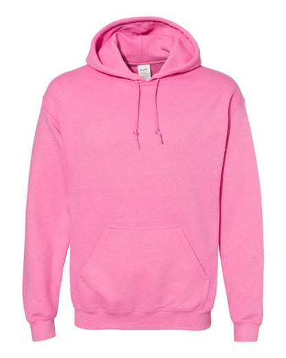Gildan 18500 Heavy Blend pullover hoodie in Azalea, front view.