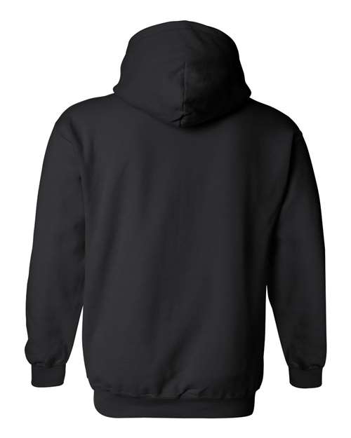 Gildan 18500 Heavy Blend pullover hoodie in Black, back view.