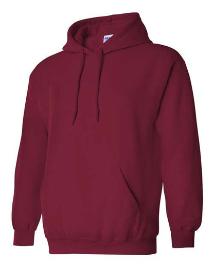 Gildan 18500 Heavy Blend pullover hoodie in Cardinal Red, angled front view.
