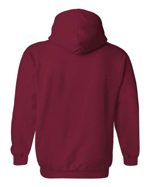 Gildan 18500 Heavy Blend pullover hoodie in Cardinal Red, back view.