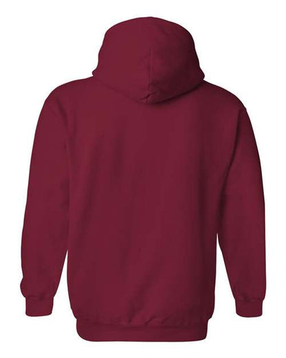 Gildan 18500 Heavy Blend pullover hoodie in Cardinal Red, back view.