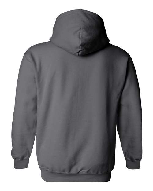 Gildan 18500 Heavy Blend pullover hoodie in Charcoal, back view.