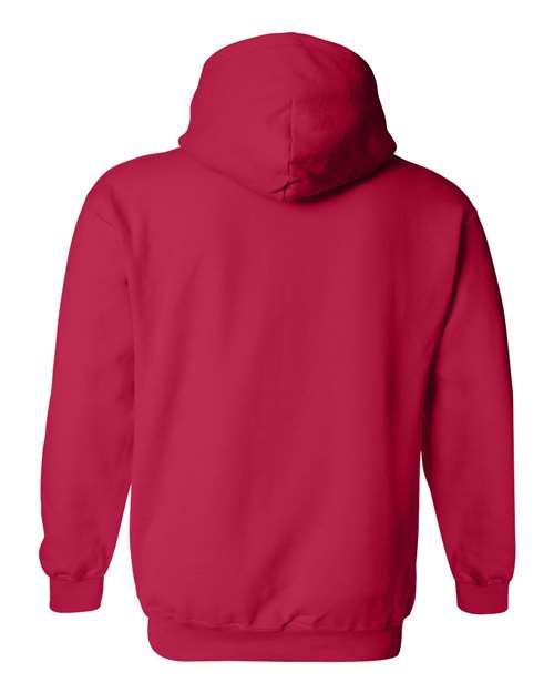 Gildan 18500 Heavy Blend pullover hoodie in Cherry Red, back view.