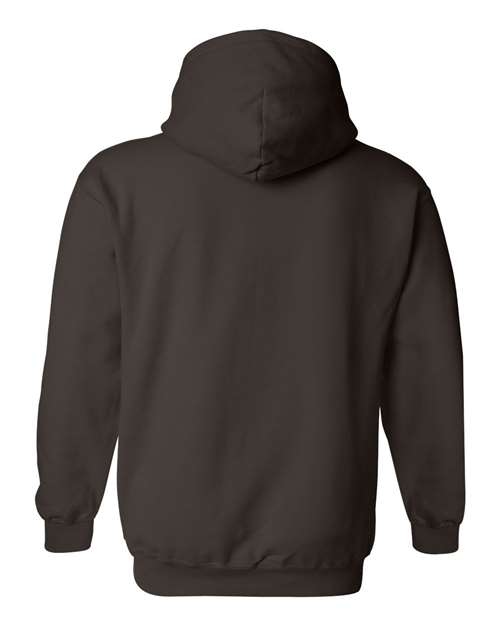 Gildan 18500 Heavy Blend pullover hoodie in Dark Chocolate, back view.