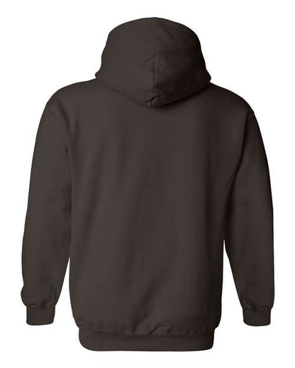 Gildan 18500 Heavy Blend pullover hoodie in Dark Chocolate, back view.