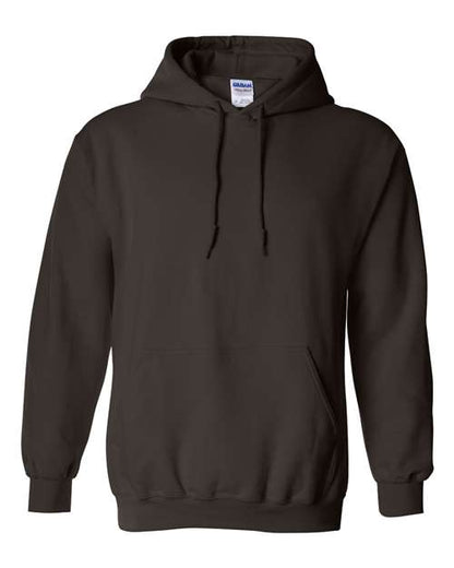 Gildan 18500 Heavy Blend pullover hoodie in Dark Chocolate, front view.