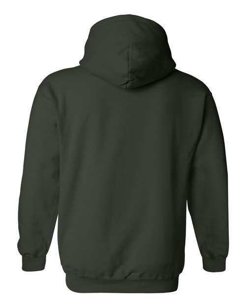 Gildan 18500 Heavy Blend pullover hoodie in Forest, back view.