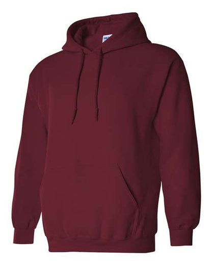Gildan 18500 Heavy Blend pullover hoodie in Garnet, angled front view.