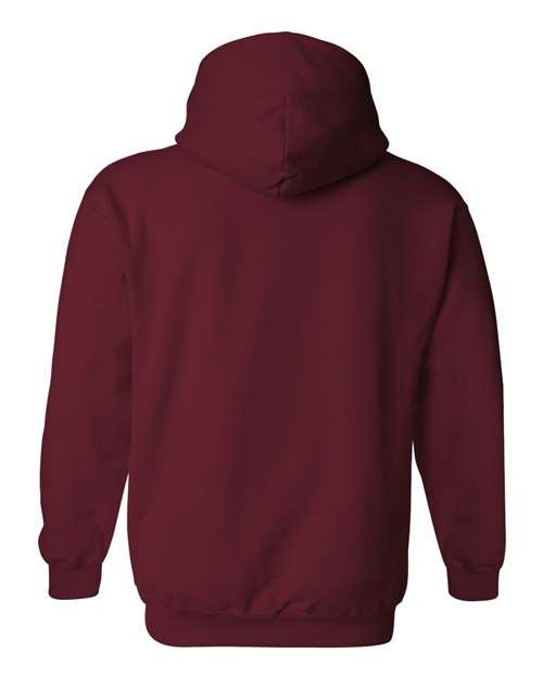 Gildan 18500 Heavy Blend pullover hoodie in Garnet, back view.