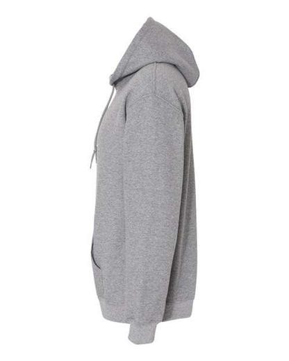 Gildan 18500 Heavy Blend pullover hoodie in Graphite Heather, angled side view.