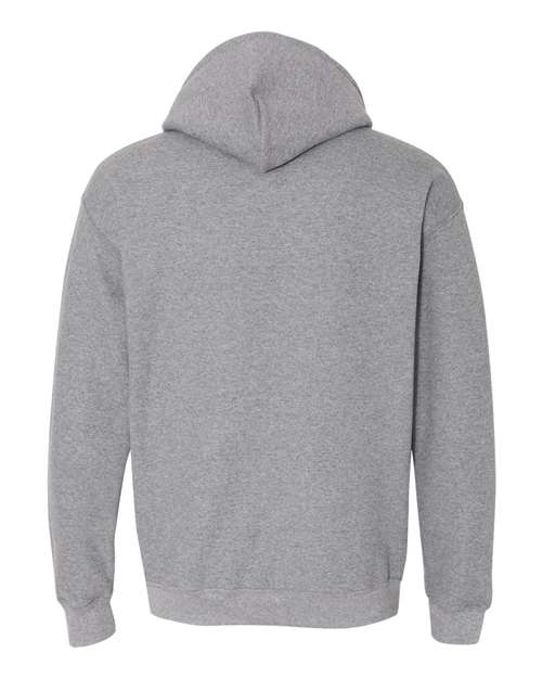 Gildan 18500 Heavy Blend pullover hoodie in Graphite Heather, back view.