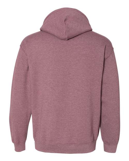 Gildan 18500 Heavy Blend pullover hoodie in Heather Dark Maroon, back view.