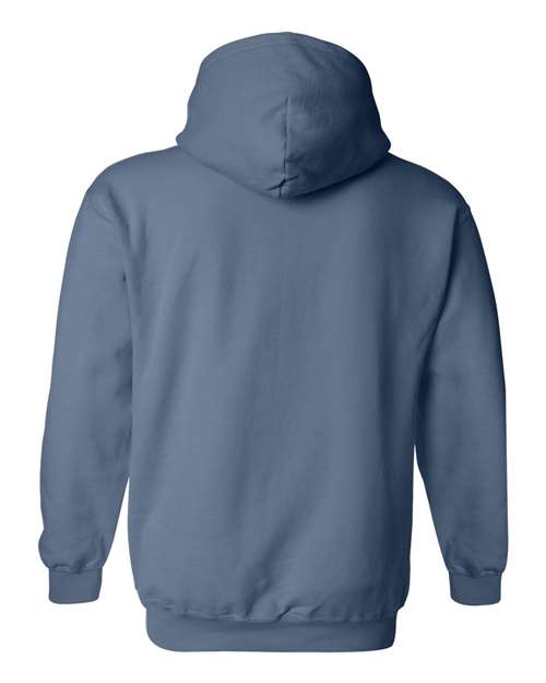 Gildan 18500 Heavy Blend pullover hoodie in Indigo Blue, back view.