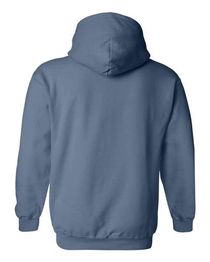 Gildan 18500 Heavy Blend pullover hoodie in Indigo Blue, back view.