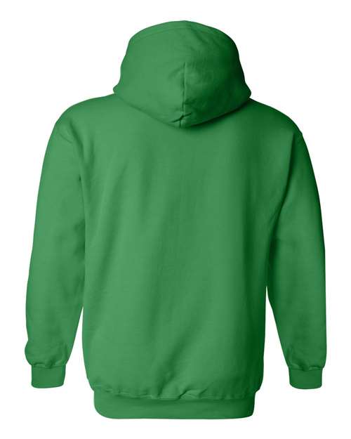 Gildan 18500 Heavy Blend pullover hoodie in Irish Green, back view.
