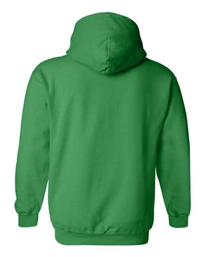 Gildan 18500 Heavy Blend pullover hoodie in Irish Green, back view.