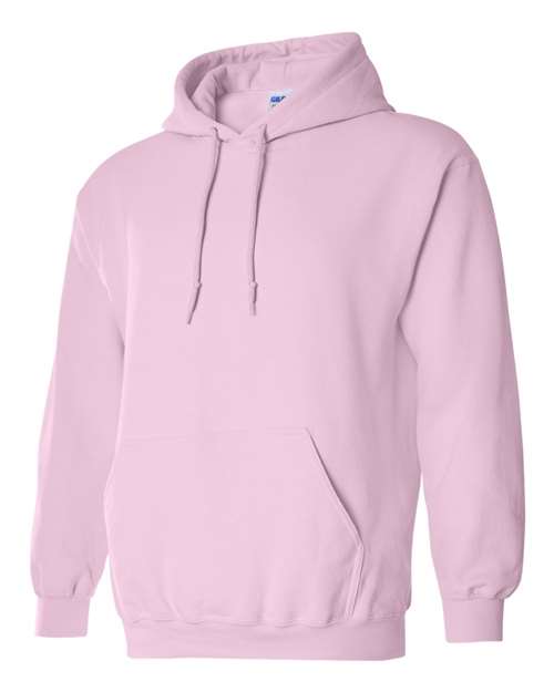 Gildan 18500 Heavy Blend pullover hoodie in Light Pink, angled front view.