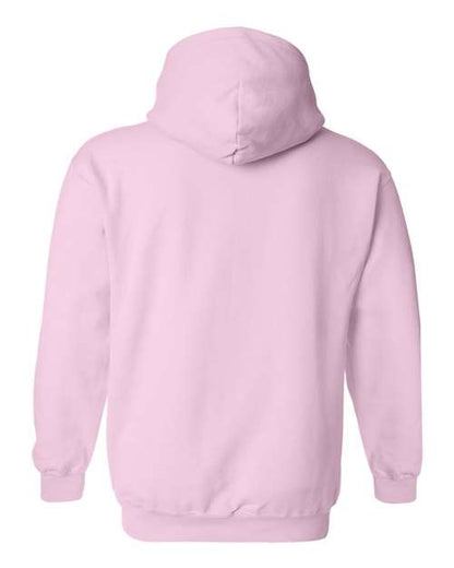 Gildan 18500 Heavy Blend pullover hoodie in Light Pink, back view.