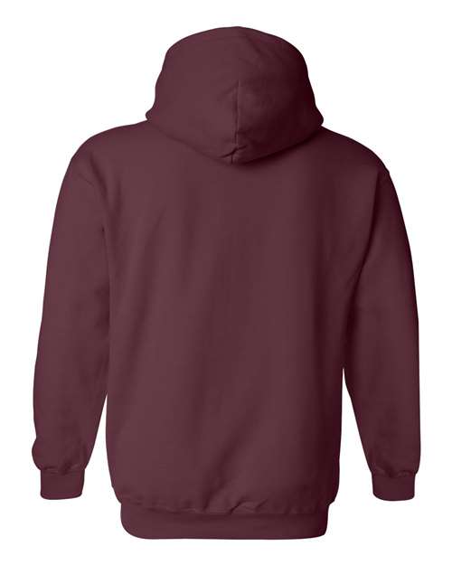 Gildan 18500 Heavy Blend pullover hoodie in Maroon, back view.