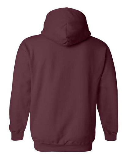 Gildan 18500 Heavy Blend pullover hoodie in Maroon, back view.