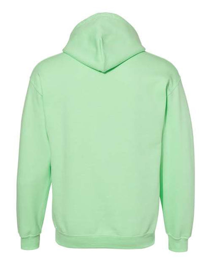Gildan 18500 Heavy Blend pullover hoodie in Mint Green, back view.