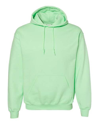 Gildan 18500 Heavy Blend pullover hoodie in Mint Green, front view.