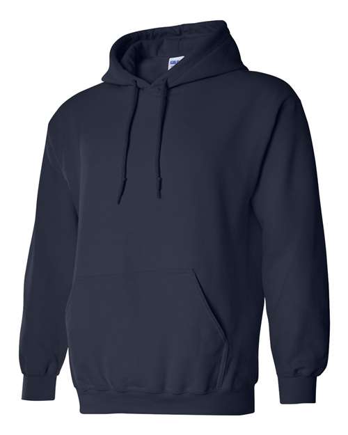 Gildan 18500 Heavy Blend pullover hoodie in Navy, angled front view.