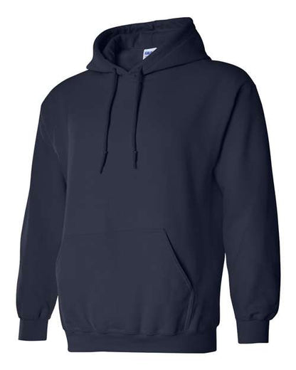 Gildan 18500 Heavy Blend pullover hoodie in Navy, angled front view.