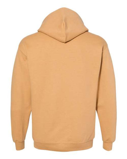 Gildan 18500 Heavy Blend pullover hoodie in Old Gold, back view.