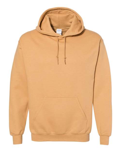Gildan 18500 Heavy Blend pullover hoodie in Old Gold, front view.