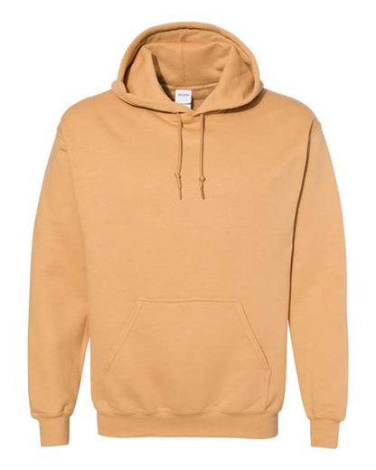Gildan 18500 Heavy Blend pullover hoodie in Old Gold, front view.