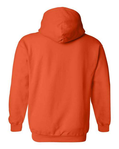 Gildan 18500 Heavy Blend pullover hoodie in Orange, back view.