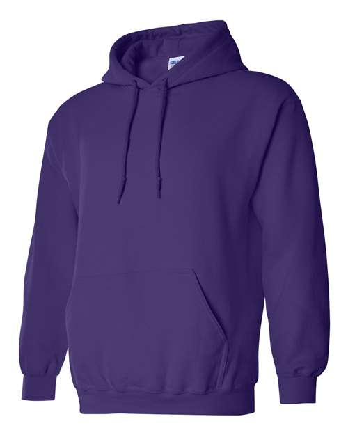 Gildan 18500 Heavy Blend pullover hoodie in Purple, angled front view.