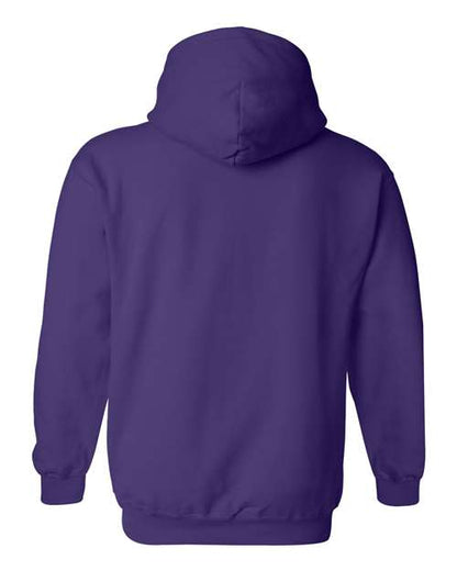 Gildan 18500 Heavy Blend pullover hoodie in Purple, back view.