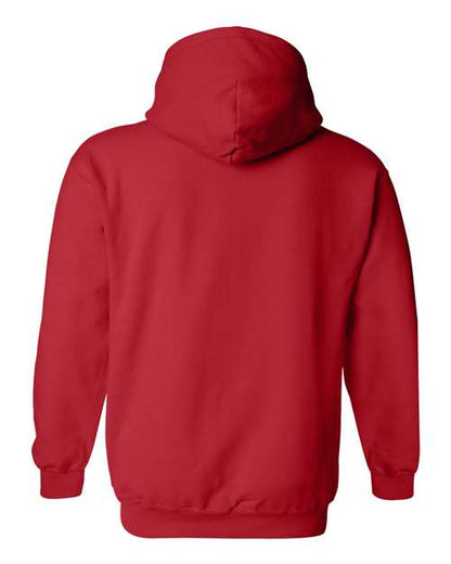 Gildan 18500 Heavy Blend pullover hoodie in Red, back view.
