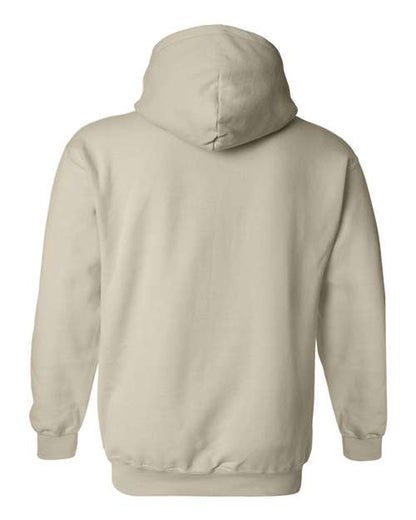 Gildan 18500 Heavy Blend pullover hoodie in Sand, back view.